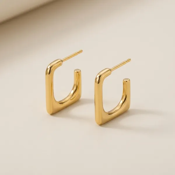Gold-Toned_Square_Hoop_Earrings_With_Stud_Closure_For_Women