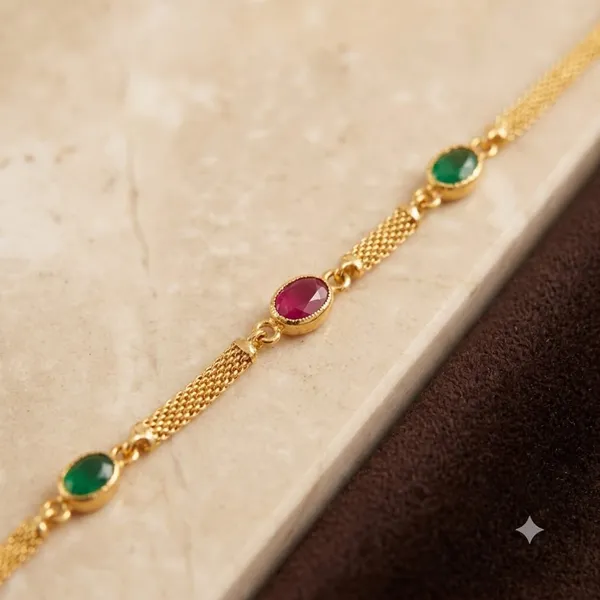 Micro_Gold_Plated_Ruby_And_Emerald_Studded_Kempu_Work_Chain_