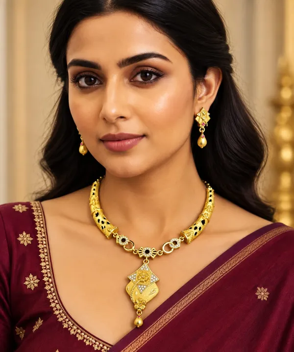 Micro_Gold_Plated_Regal_Blossom_Zircon_&_Ruby_Gold_Necklace_Set