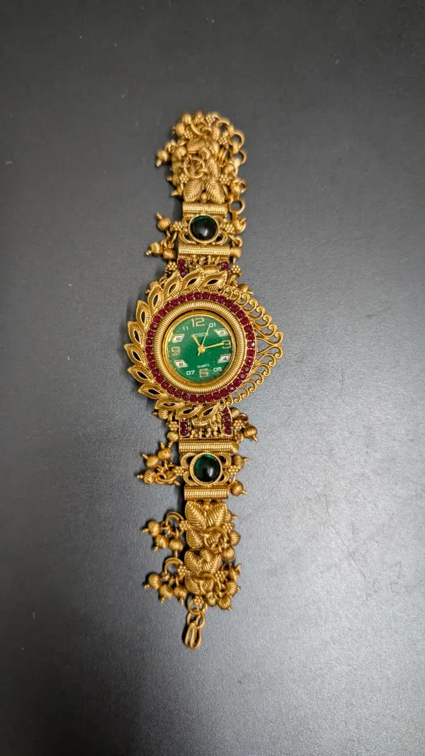 Antique_Gold-Finish_Ethnic_Statement_Bracelet_Watch