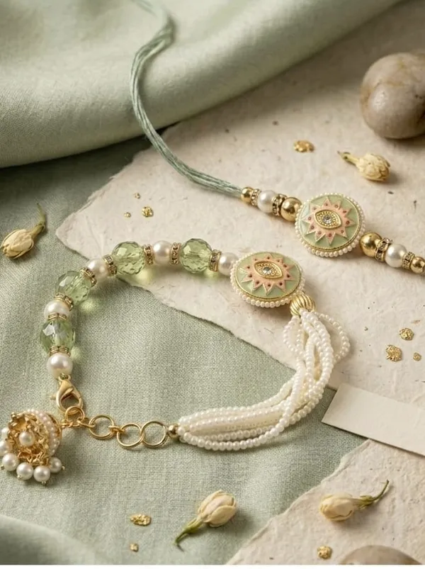 Pastel_Green_Premium_Rakhi_Bhai-Bhabhi_(Pack_of_Rakhi/Kumkum-chawal/Kisses_Choclate)