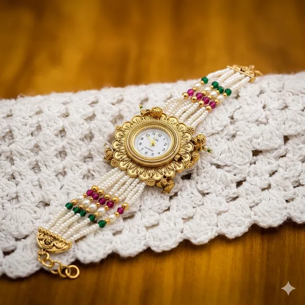 Royal_Pearl_&_Gold_Filigree_Statement_Watch_Bracelet