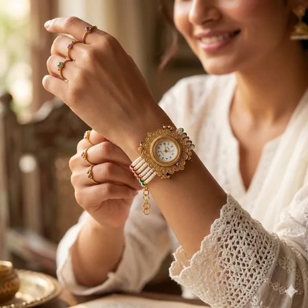 Royal_Pearl_&_Gold_Filigree_Statement_Watch_Bracelet