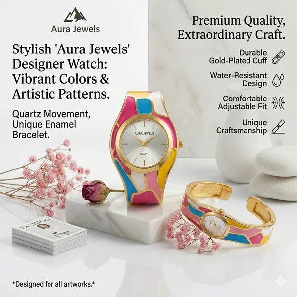 Aura_Jewels_Cansnow_Multi-Color_Enamel_Bangle_Watch