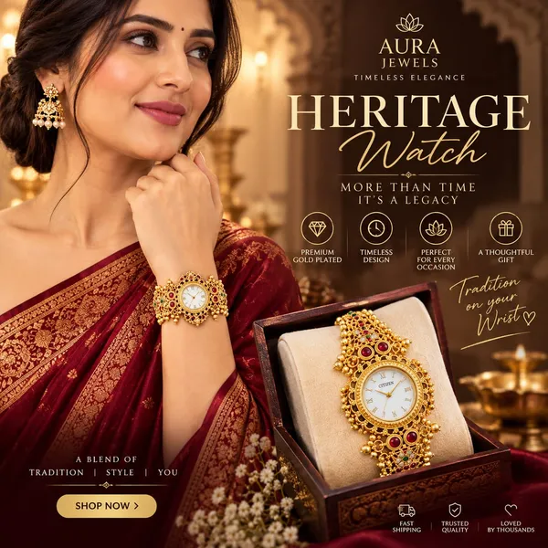 Traditional_Heritage_Gold-Toned_Stone_Studded_Watch_Bracelet