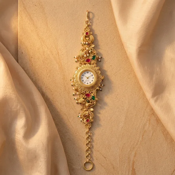 Traditional_Kundan-Inspired_Gold-Tone_Analog_Bracelet_Watch