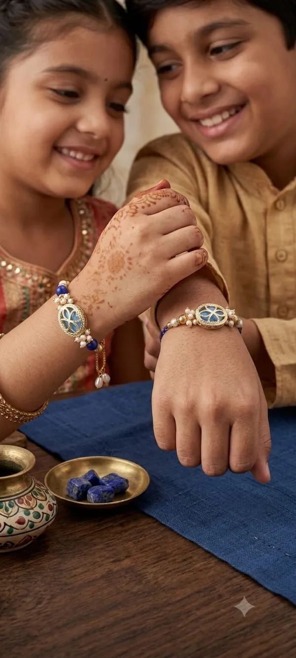 Vibrant_Blue_Premium_Rakhi_(Rakhi/Kumkum-Chawal/Kisses_choclates)