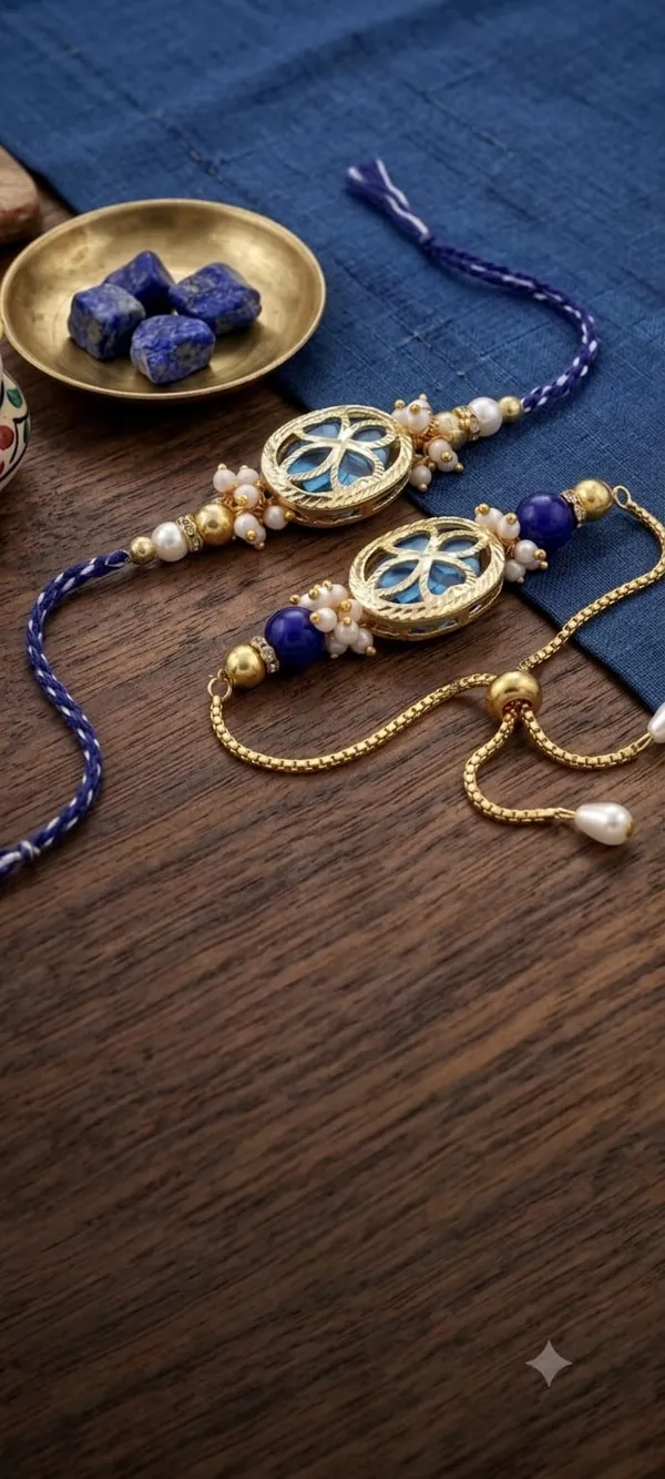 Vibrant_Blue_Premium_Rakhi_(Rakhi/Kumkum-Chawal/Kisses_choclates)