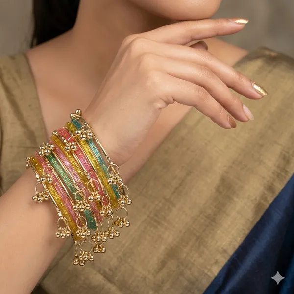 Viral_Trending_Light_Multi_Raindrop_with_Gungaroo_Bangles_(_12_Glass_bangle_and_4_Gungaroo_bangles)