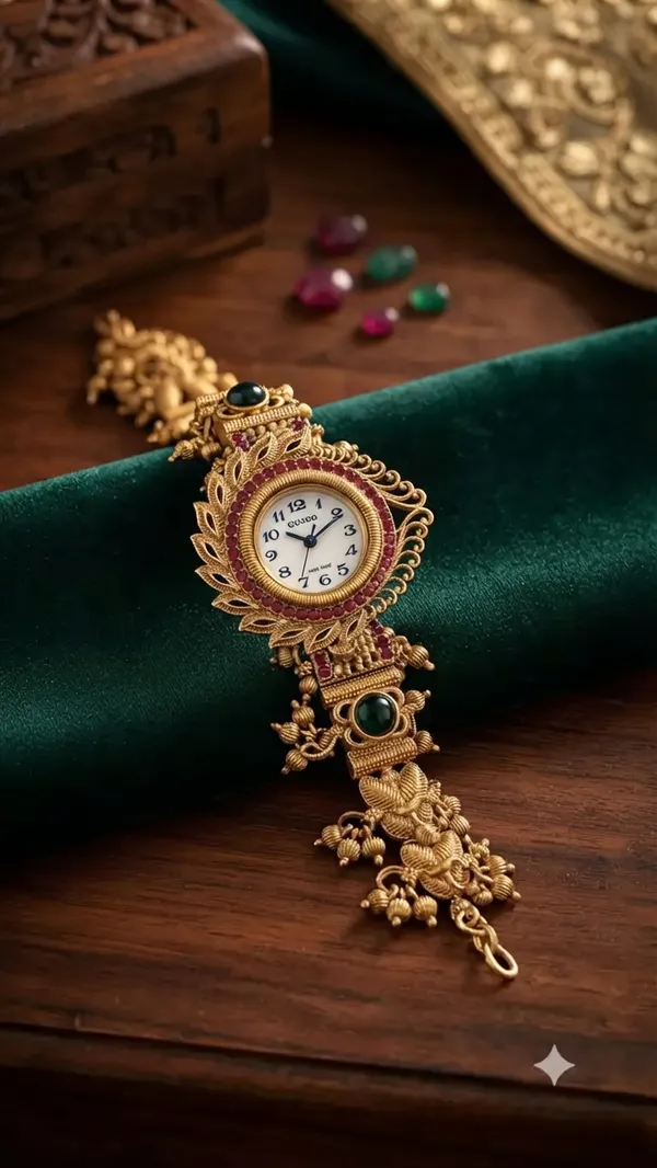Antique_Gold-Finish_Ethnic_Statement_Bracelet_Watch