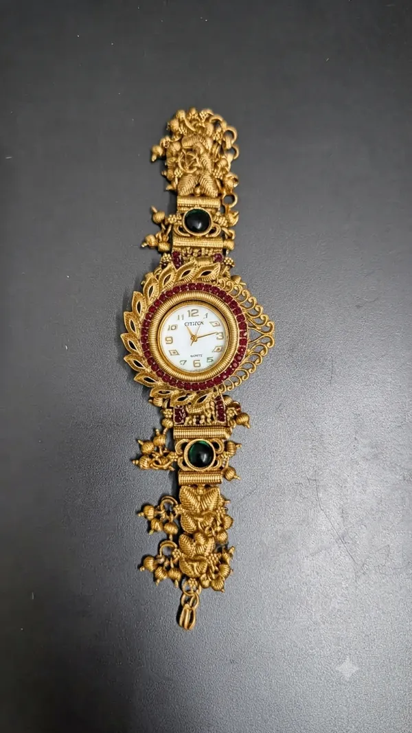 Antique_Gold-Finish_Ethnic_Statement_Bracelet_Watch