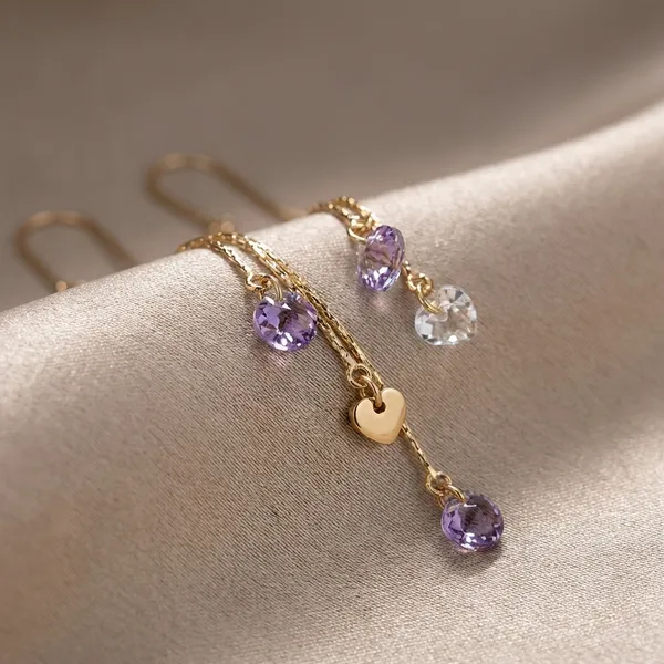 Elegant_Gold-Tone_Dangle_Earrings_With_Purple_Crystal_Accents_For_Women