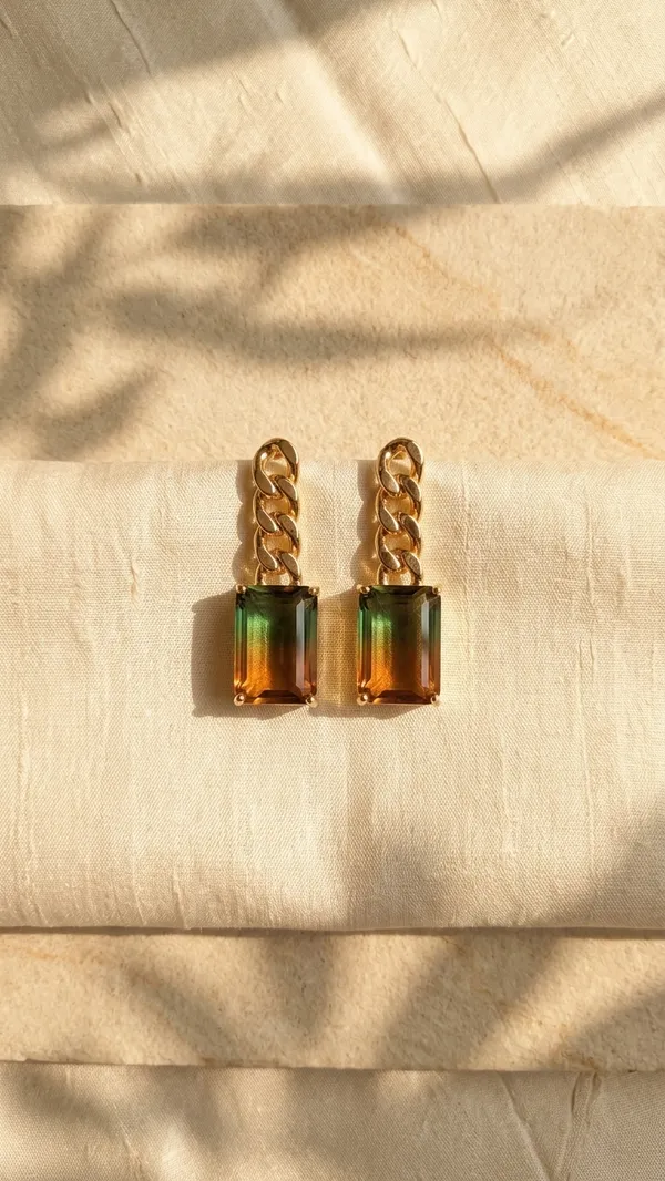 Elegant_Green_&_Brown_Gradient_Crystal_Drop_Earrings_With_Gold-Tone_Chain_For_Women