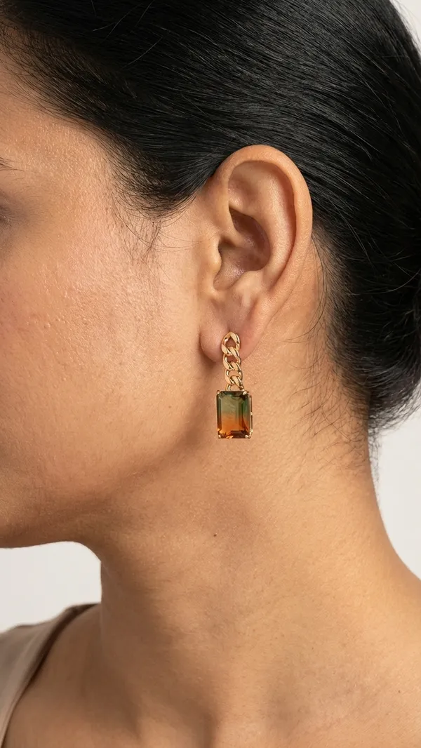 Elegant_Green_&_Brown_Gradient_Crystal_Drop_Earrings_With_Gold-Tone_Chain_For_Women
