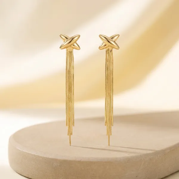 Gold_Plated_Star_Tassel_Drop_Earrings_For_Women