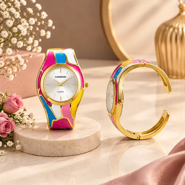 Kalyanam_Jewels_Cansnow_Multi-Color_Enamel_Bangle_Watch