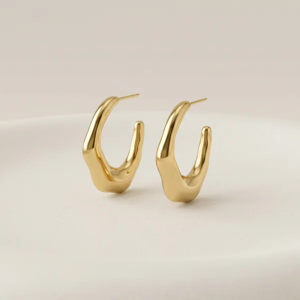 Gold-Toned_Irregular_Hoop_Earrings_For_Women