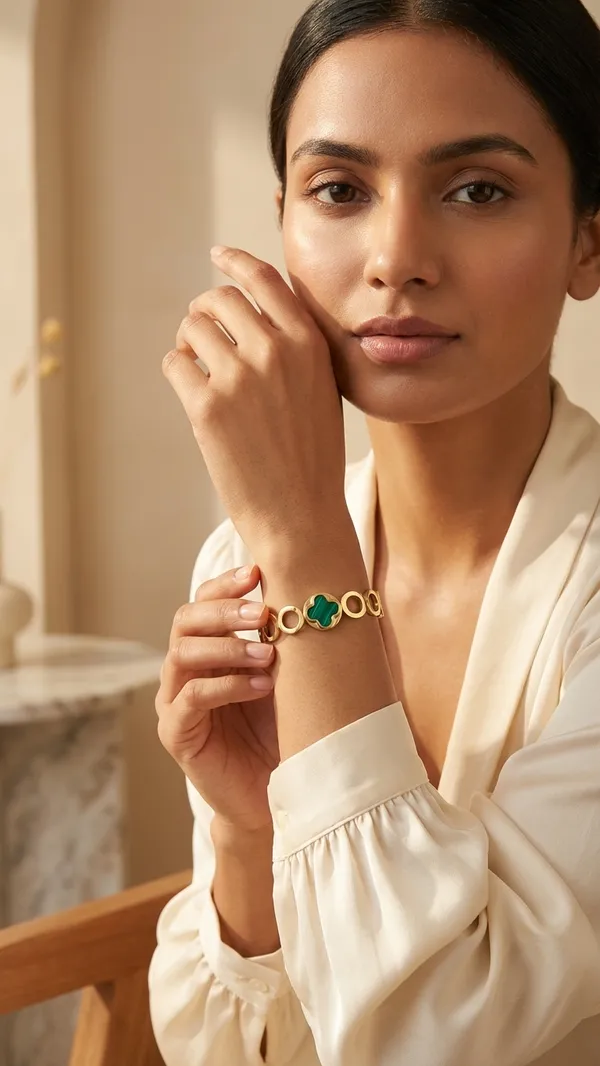 Elegant_Gold-Plated_Turquoise_Clover_Bangle_Bracelet_With_Crystal_Accents_For_Women
