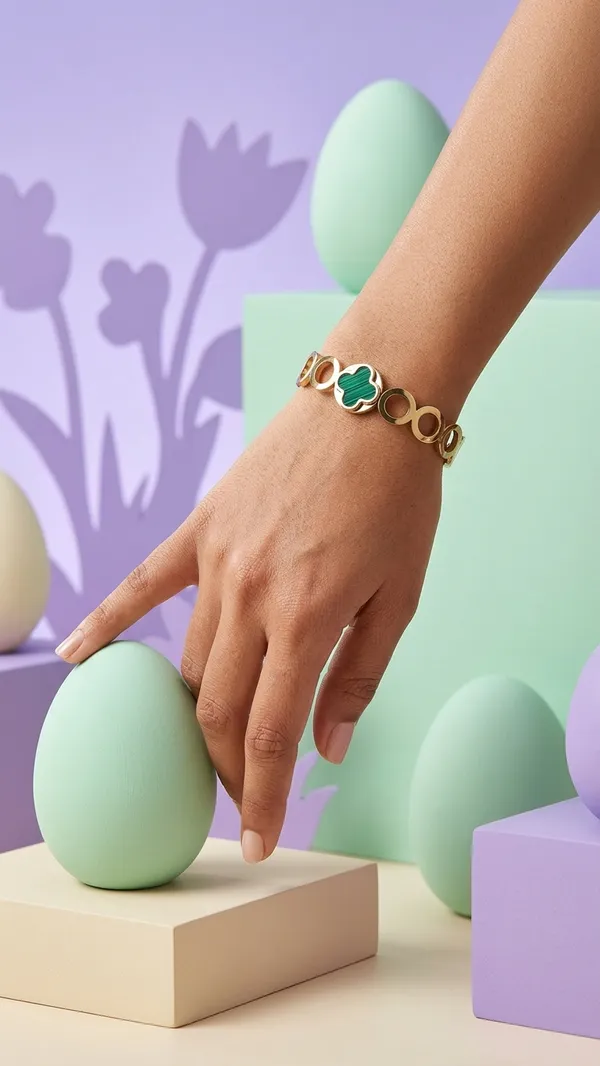 Elegant_Gold-Plated_Turquoise_Clover_Bangle_Bracelet_With_Crystal_Accents_For_Women