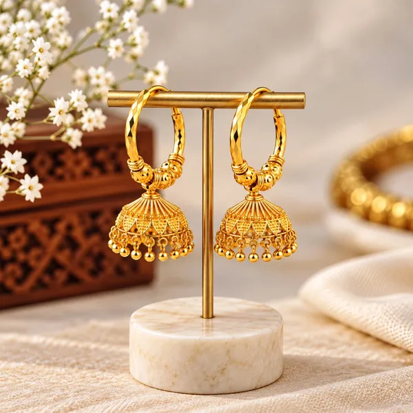 Buy_1_Get_1_Gold-Plated_Jhumka_Combo_–_Hoop_Drop_&_Floral_Stud_Jhumka_Set