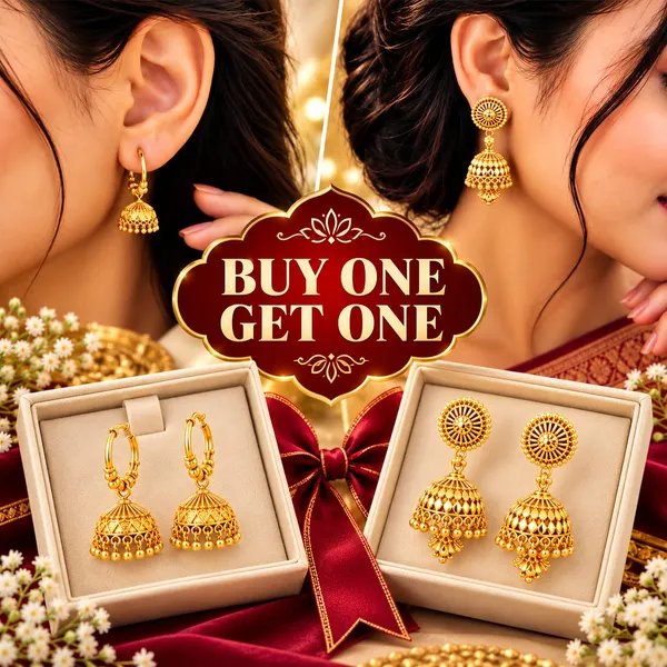 Buy_1_Get_1_Gold-Plated_Jhumka_Combo_–_Hoop_Drop_&_Floral_Stud_Jhumka_Set