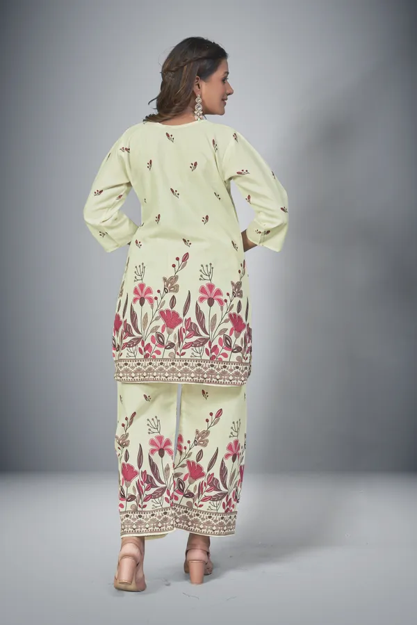 Beige_And_Pink_Cotton_Cord_Set_For_Women_|_Top_And_Bottom_Sets_|_Night_Suit_Set,_V_neck_Shape_Round_Collor_|_Khadi_Touch