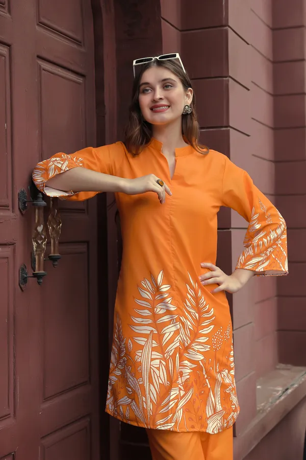 Orange_Viscose_Rayon_Tunic_And_Palazzo_Co_Ord_Set_For_Women