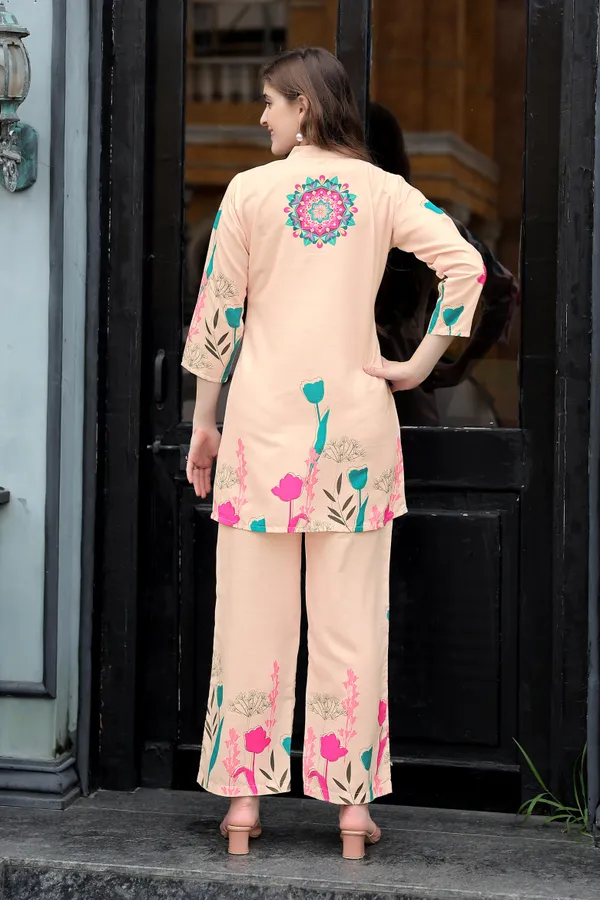 Beige_Viscose_Rayon_Tunic_And_Palazzo_Co_Ord_Set_For_Women