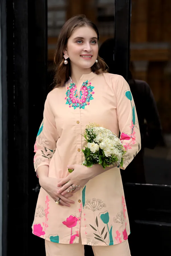 Beige_Viscose_Rayon_Tunic_And_Palazzo_Co_Ord_Set_For_Women