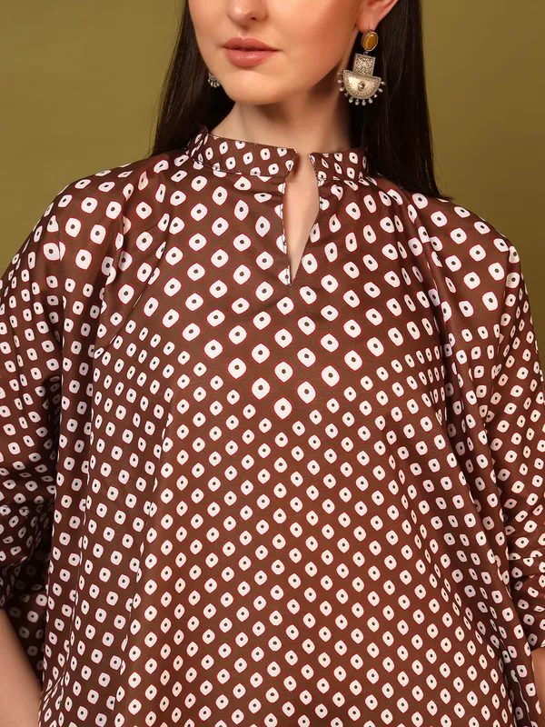 Brown_Rayon_Slub_Digital_Print_Kaftan_Co_Ord_Set_For_Women