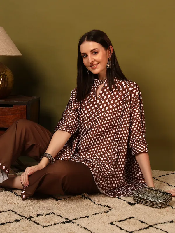 Brown_Rayon_Slub_Digital_Print_Kaftan_Co_Ord_Set_For_Women