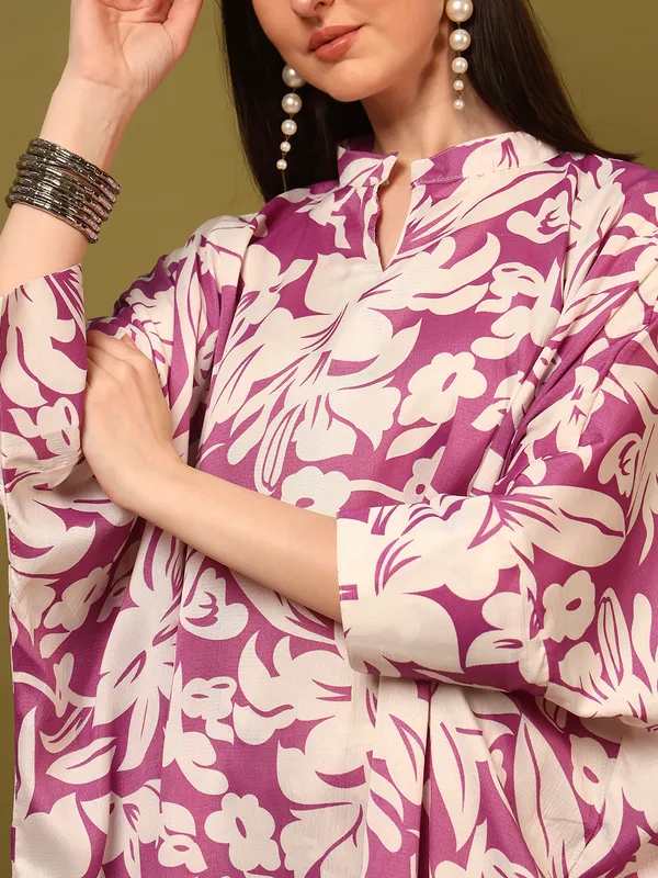 Purple_Digital_Print_Kaftan_Co_Ord_Set_For_Women