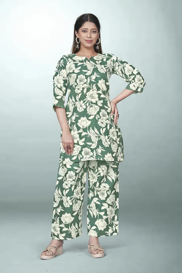 Mint_Green_Cotton_Cord_Set_For_Women_|_Top_And_Bottom_Sets_|_Night_Suit_Set_|_V_neck_Shape_Round_Collor_|_Khadi_Touch