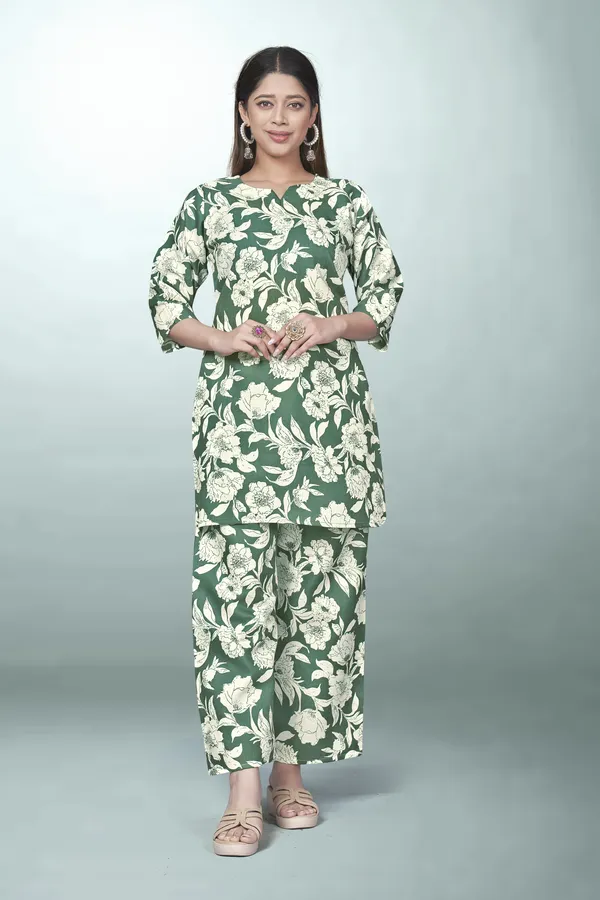 Mint_Green_Cotton_Cord_Set_For_Women_|_Top_And_Bottom_Sets_|_Night_Suit_Set_|_V_neck_Shape_Round_Collor_|_Khadi_Touch