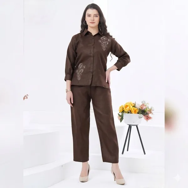 Brown_Linen_Co-ord_Set_For_Women
