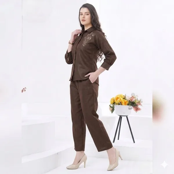 Brown_Linen_Co-ord_Set_For_Women