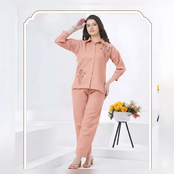 Peach_Linen_Co-ord_Set_For_Women