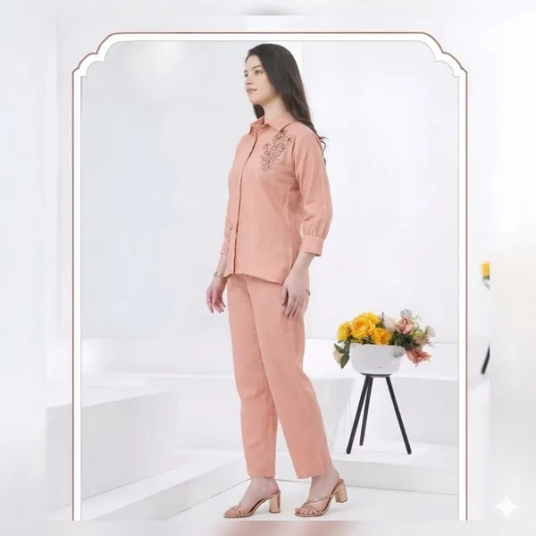 Peach_Linen_Co-ord_Set_For_Women