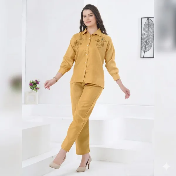 Yellow_Linen_Co-ord_Set_For_Women