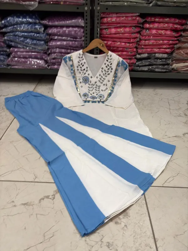 Blue_Cotton_cord-set_with_Embroidery_Top_and_with_kali_Pants