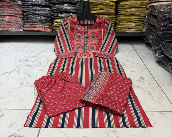 Multicolour_Printed_Suit_with_Katha_and_Elegant_Mirror_Work