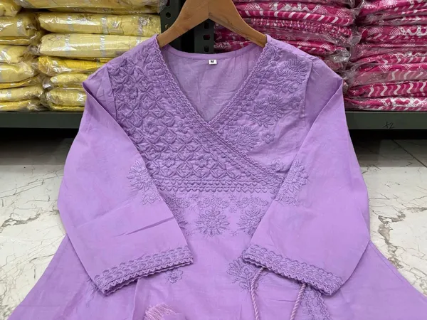 Lavender_Cotton_Kurti-Pant_Set_with_Chikankari_Embroidery__with_Matching_Cotton_Thread