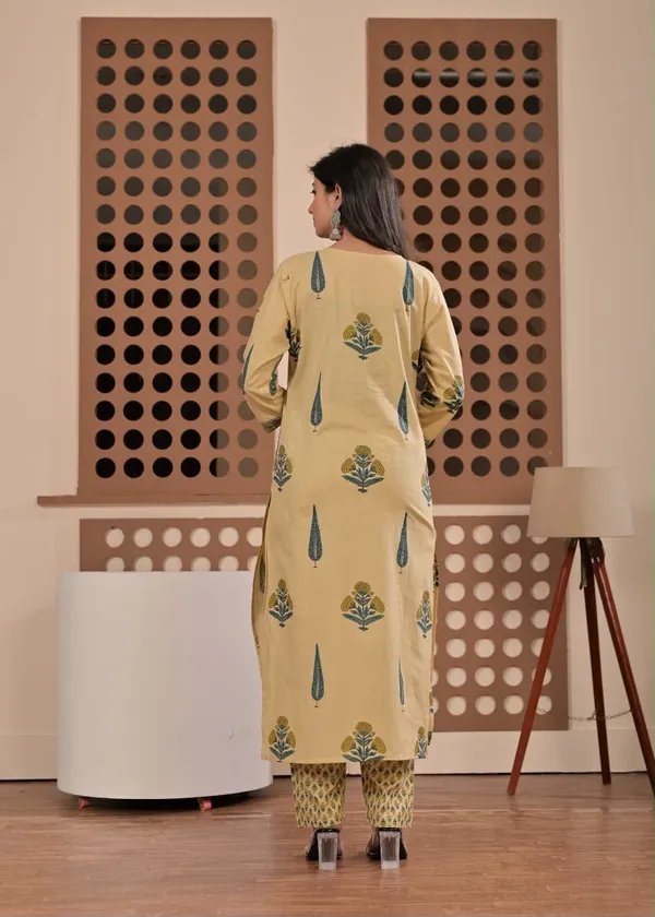 Beige-blue_cotton_Printed_suit_handwork_on_kurti_with_printed_bottom_and_dupatta
