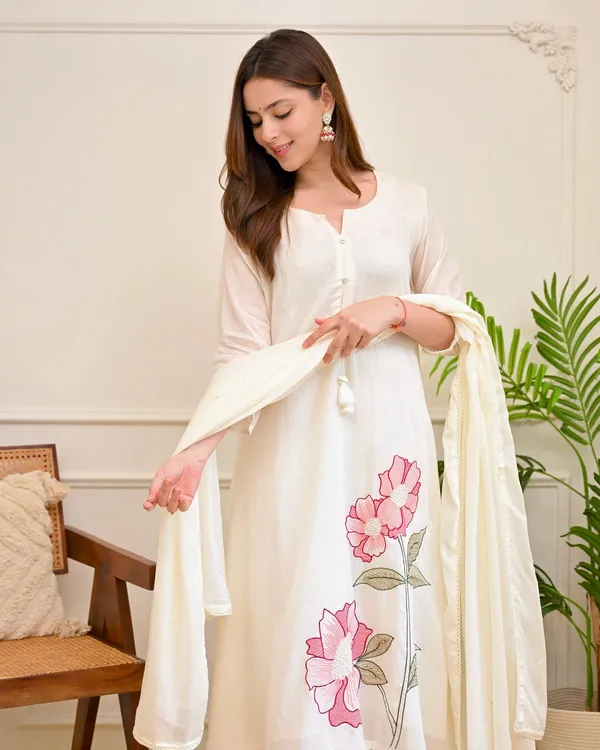 Women_Trendy_Cotton_Cream_Embriodred_Kurta_With_Pant_and_Dupatta