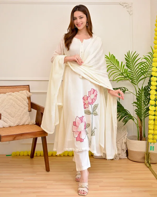 Women_Trendy_Cotton_Cream_Embriodred_Kurta_With_Pant_and_Dupatta