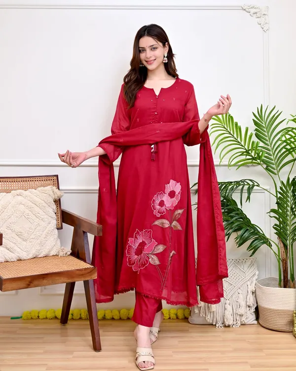 Women_Trendy_Cotton_Red_Embriodred_Kurta_With_Pant_and_Dupatta
