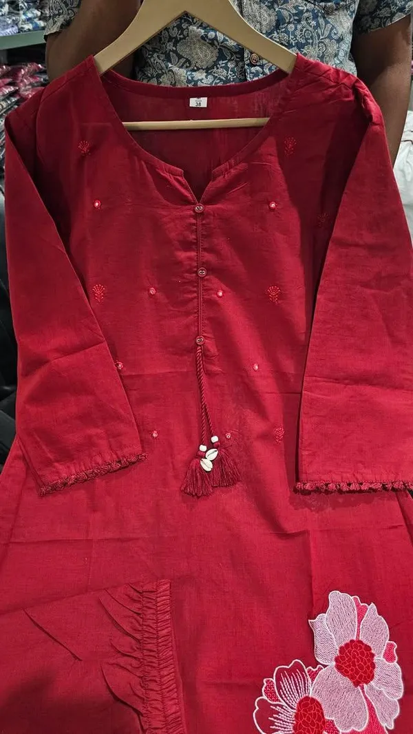 Women_Trendy_Cotton_Red_Embriodred_Kurta_With_Pant_and_Dupatta