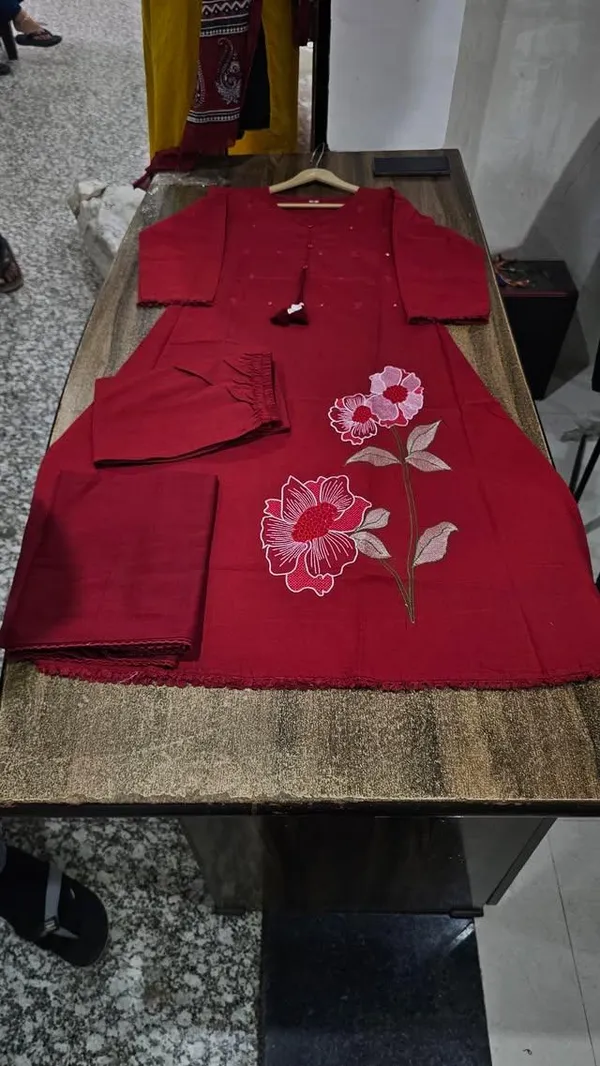 Women_Trendy_Cotton_Red_Embriodred_Kurta_With_Pant_and_Dupatta