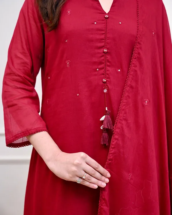 Women_Trendy_Cotton_Red_Embriodred_Kurta_With_Pant_and_Dupatta