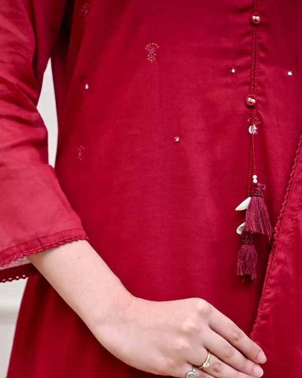 Women_Trendy_Cotton_Red_Embriodred_Kurta_With_Pant_and_Dupatta